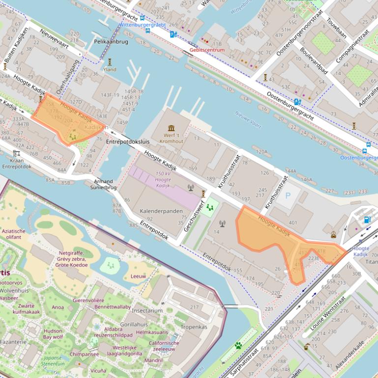 Kaart van postcodegebied 1018BW.