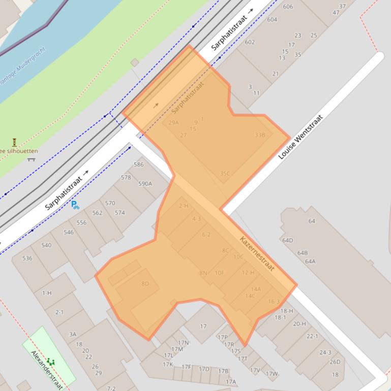 Kaart van postcodegebied 1018CC.