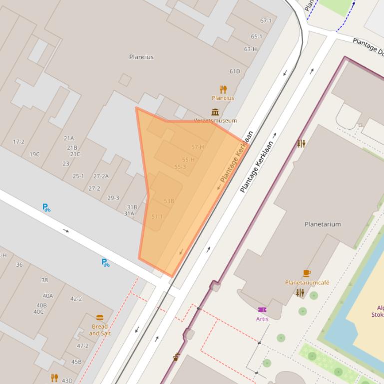 Kaart van postcodegebied 1018CW.