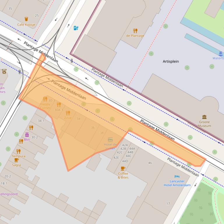 Kaart van postcodegebied 1018DG.