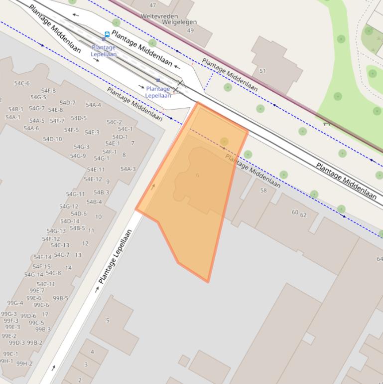 Kaart van postcodegebied 1018DL.