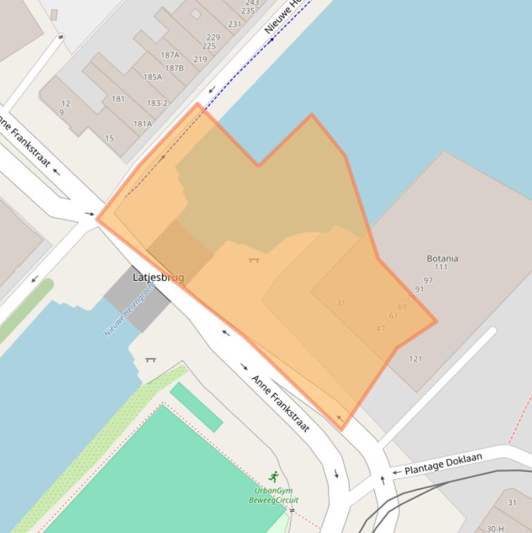 Kaart van postcodegebied 1018DM.