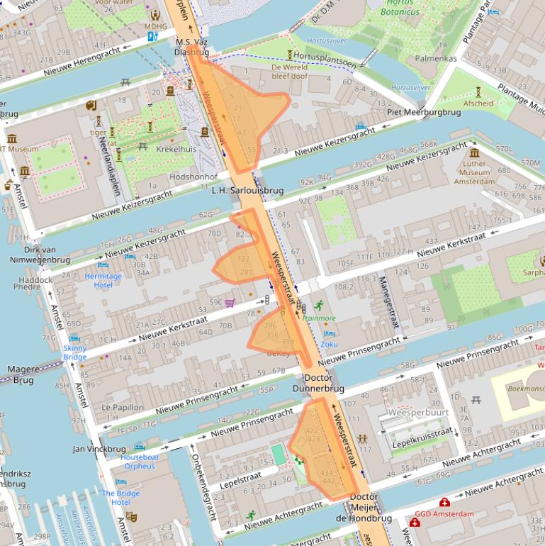 Kaart van postcodegebied 1018DN.