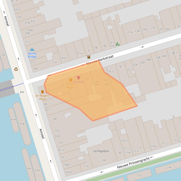 Kaart van postcodegebied 1018EA.