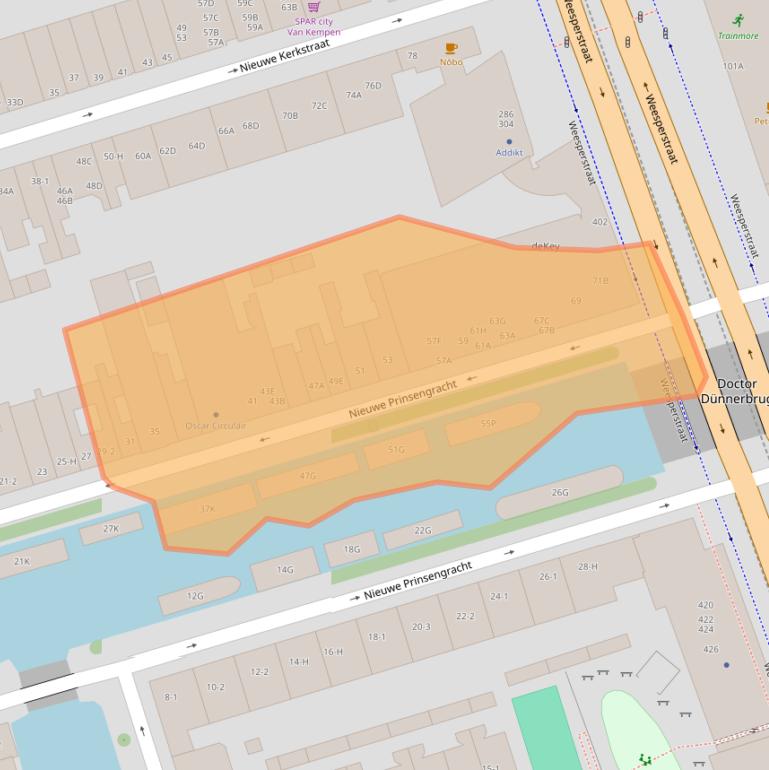 Kaart van postcodegebied 1018EG.