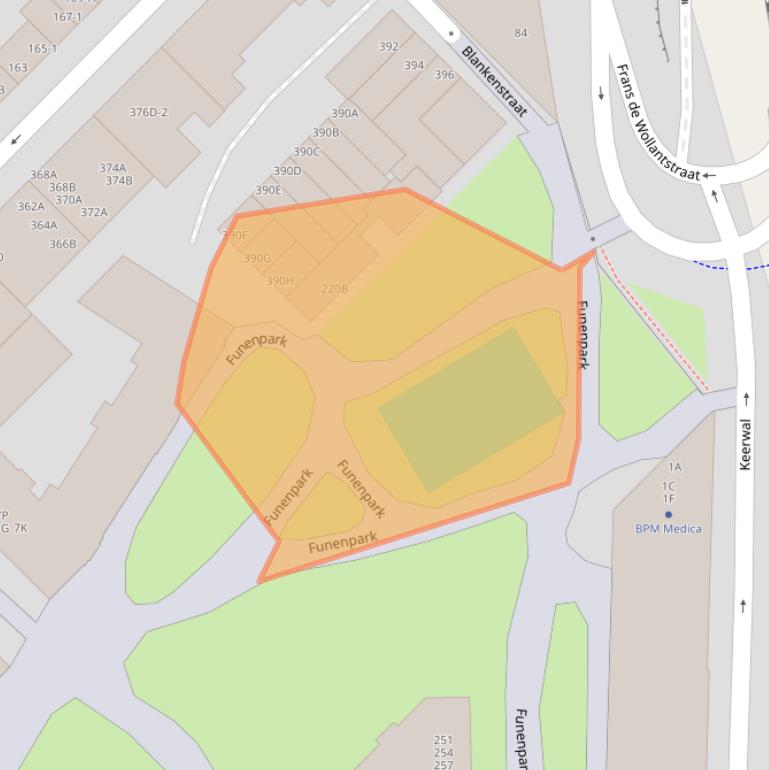 Kaart van postcodegebied 1018FP.