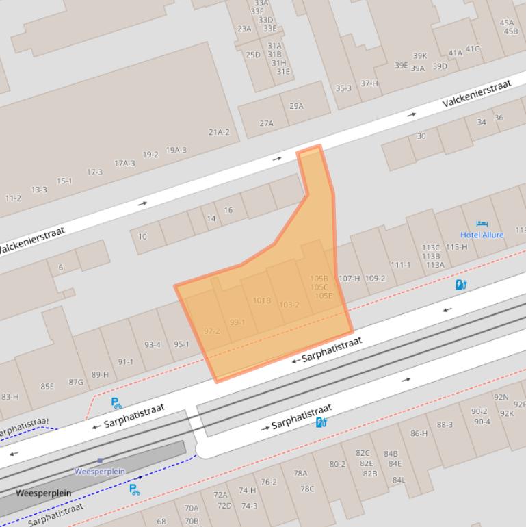 Kaart van postcodegebied 1018GA.