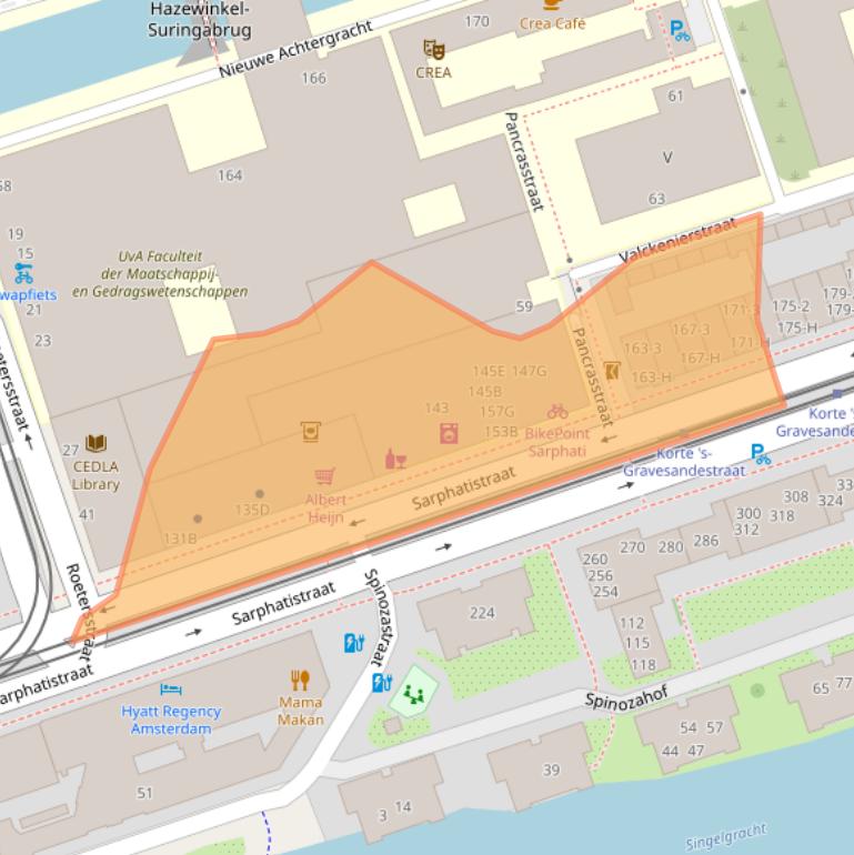 Kaart van postcodegebied 1018GD.