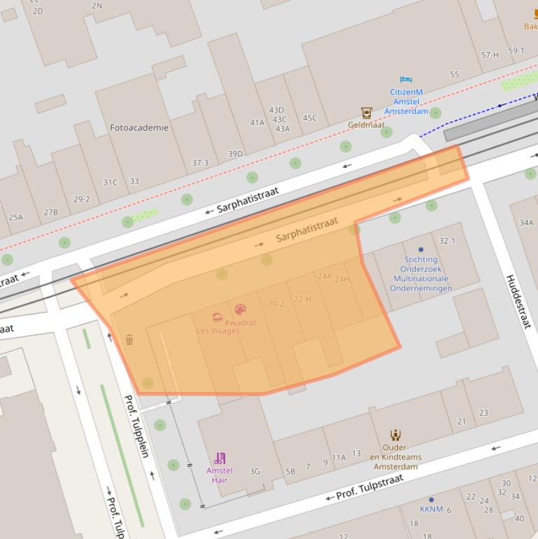 Kaart van postcodegebied 1018GK.