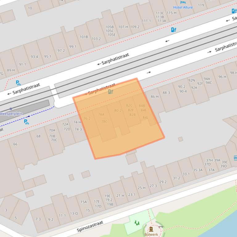 Kaart van postcodegebied 1018GS.