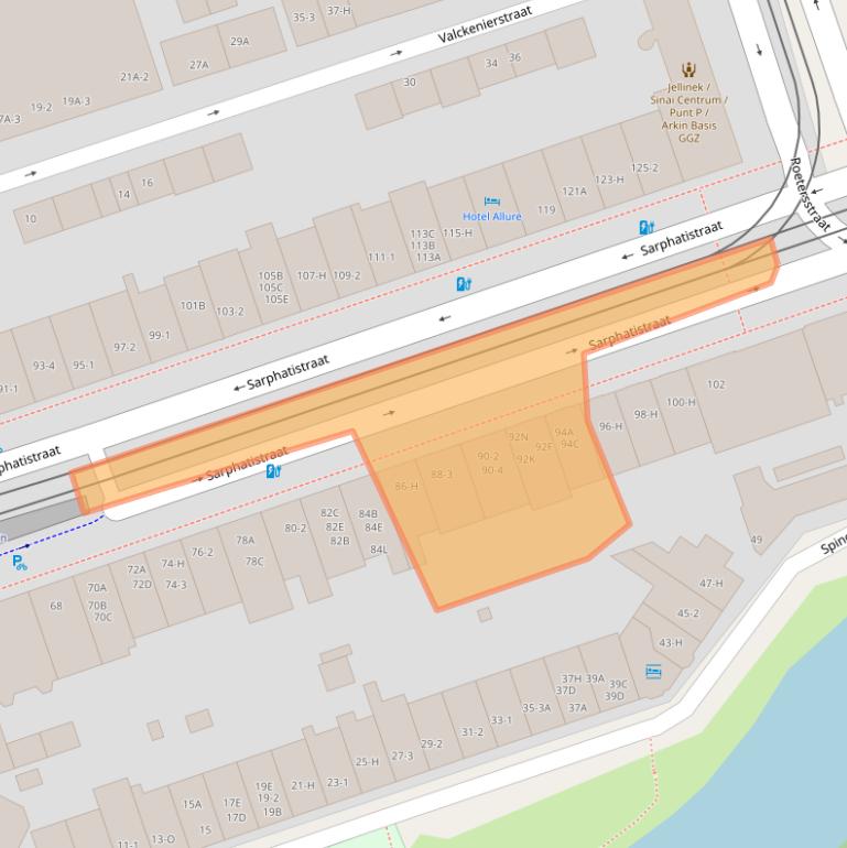 Kaart van postcodegebied 1018GT.