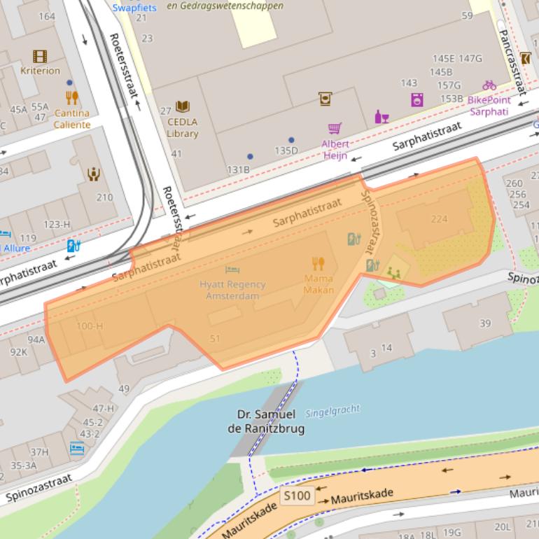 Kaart van postcodegebied 1018GV.