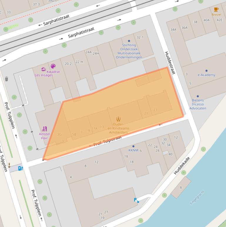 Kaart van postcodegebied 1018GZ.