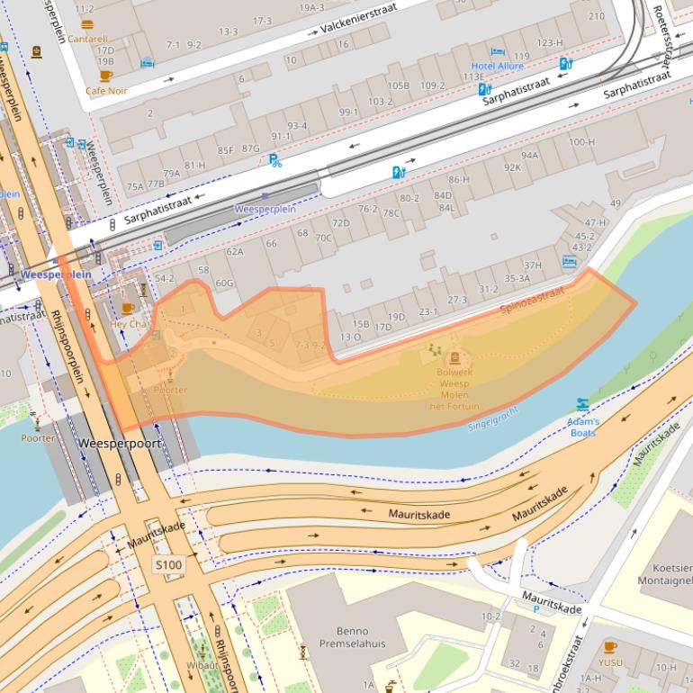 Kaart van postcodegebied 1018HD.