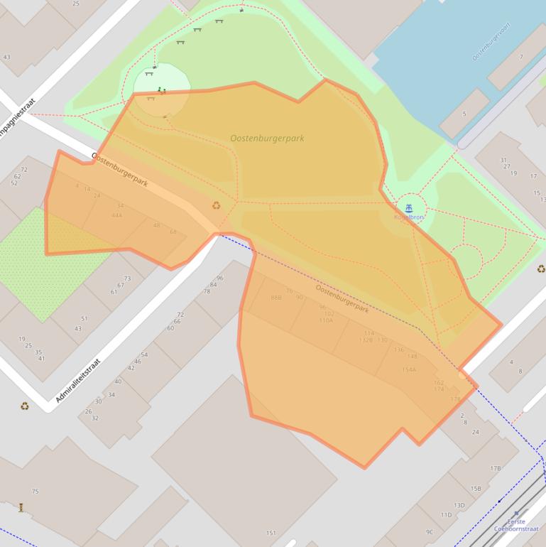 Kaart van postcodegebied 1018HT.
