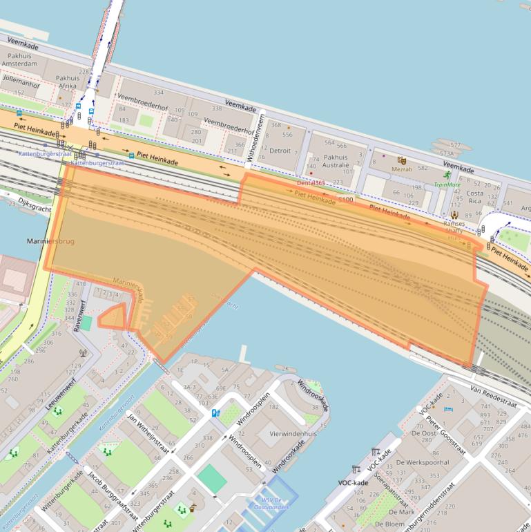 Kaart van postcodegebied 1018HZ.