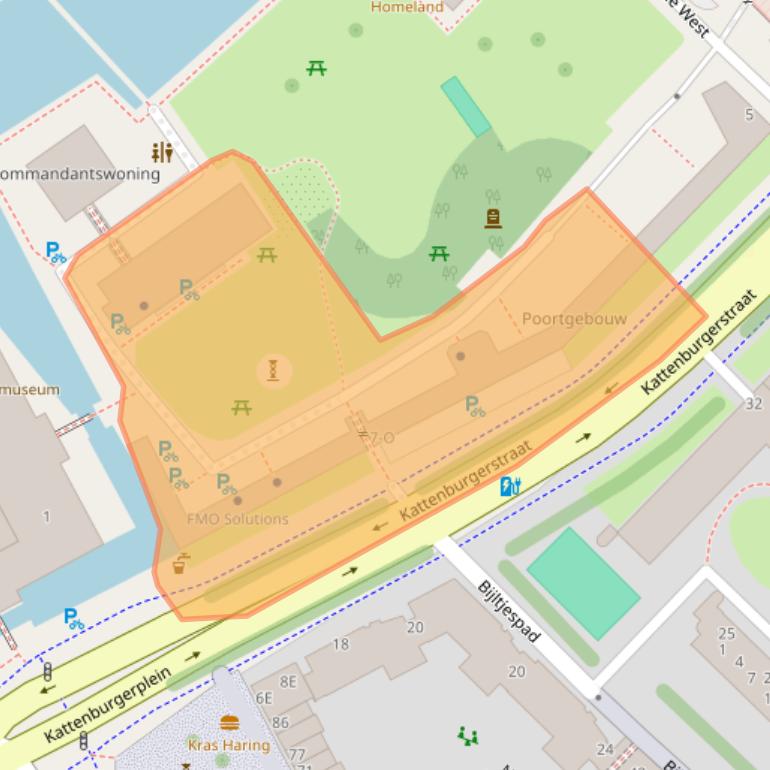 Kaart van postcodegebied 1018JA.