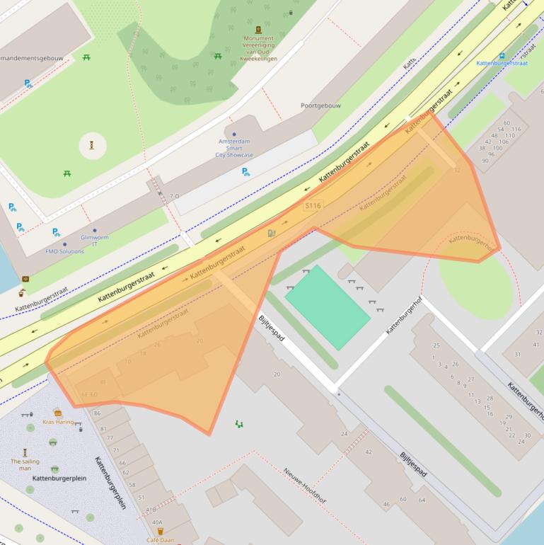 Kaart van postcodegebied 1018JB.