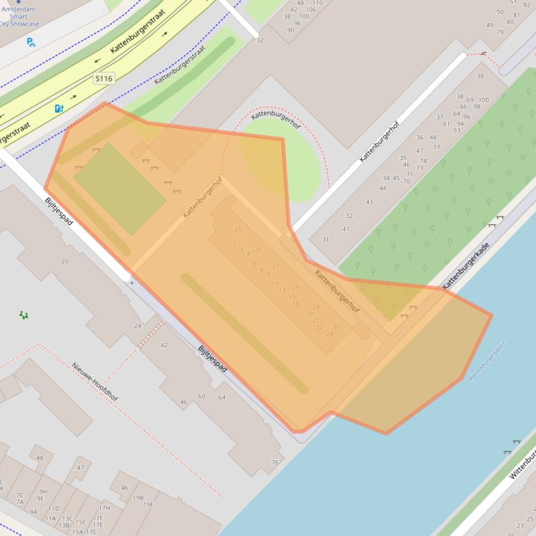 Kaart van postcodegebied 1018KC.