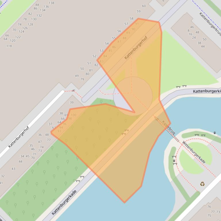 Kaart van postcodegebied 1018KG.