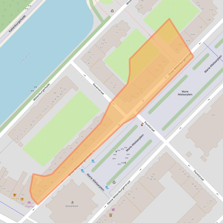 Kaart van postcodegebied 1018KV.