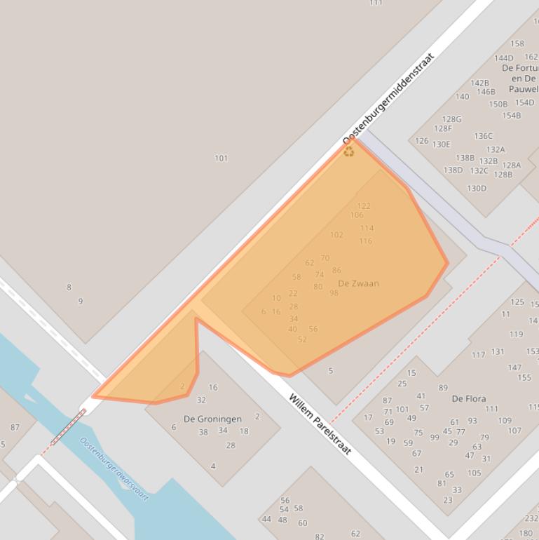 Kaart van postcodegebied 1018LC.