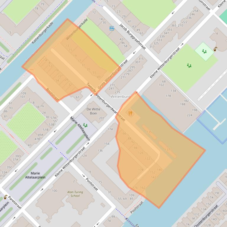 Kaart van postcodegebied 1018LP.