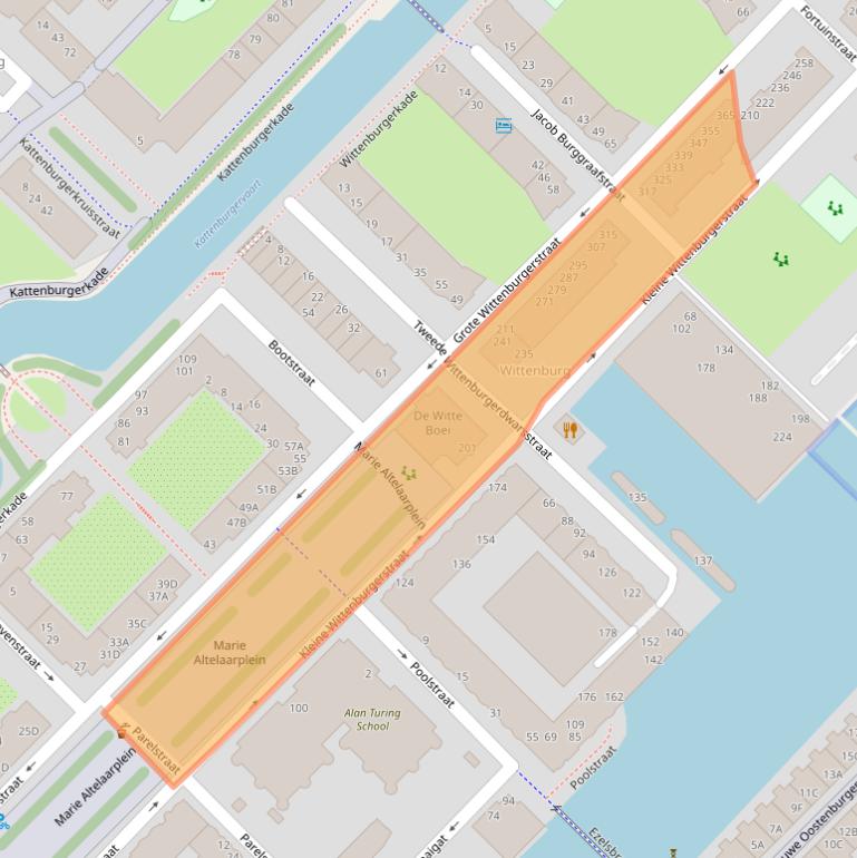 Kaart van postcodegebied 1018LT.