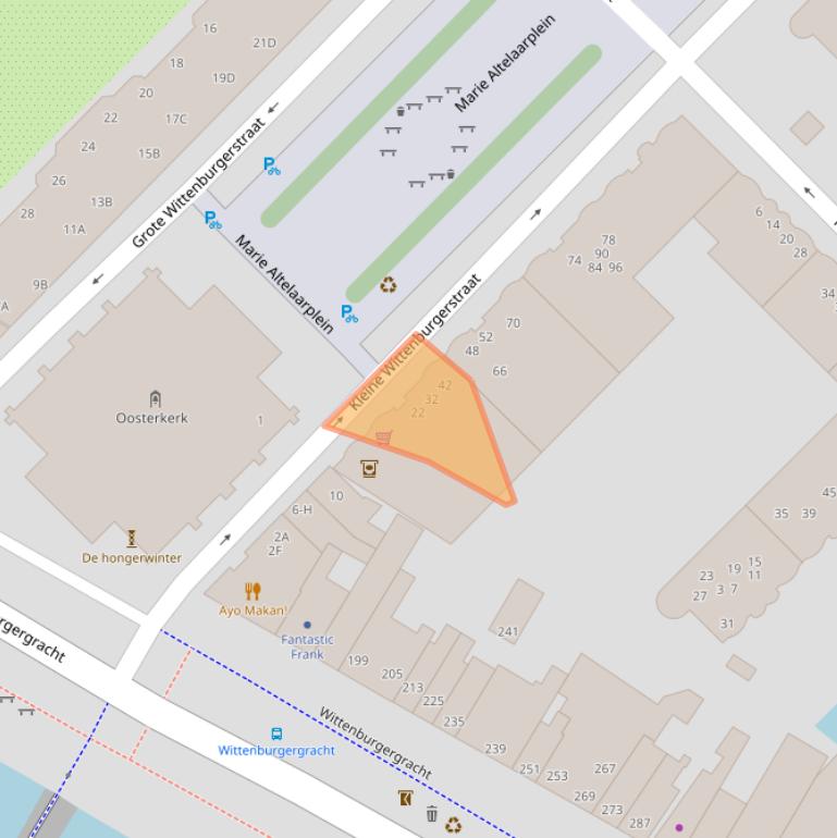 Kaart van postcodegebied 1018LW.