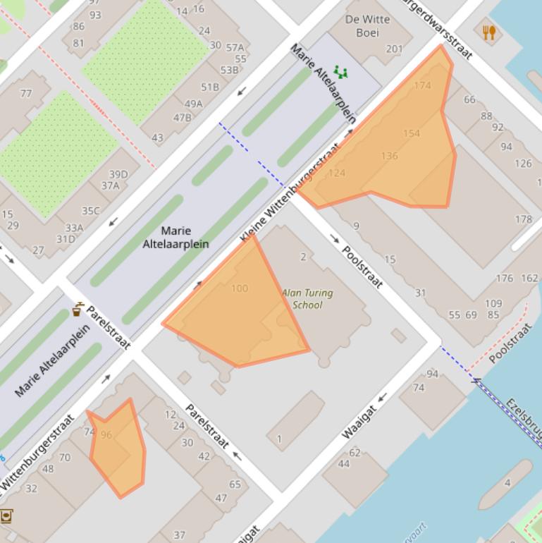 Kaart van postcodegebied 1018LZ.