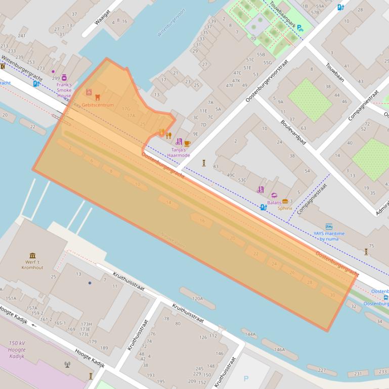 Kaart van postcodegebied 1018NA.