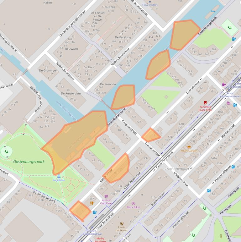 Kaart van postcodegebied 1018NG.