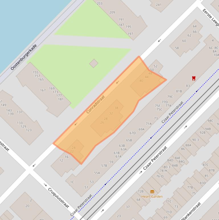 Kaart van postcodegebied 1018NJ.