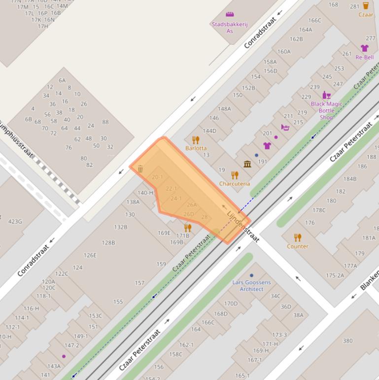 Kaart van postcodegebied 1018NV.