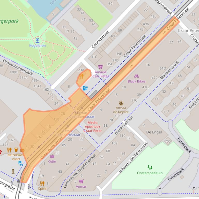 Kaart van postcodegebied 1018NW.