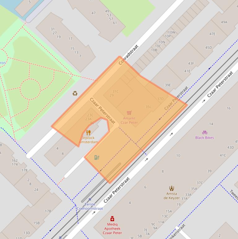 Kaart van postcodegebied 1018NX.