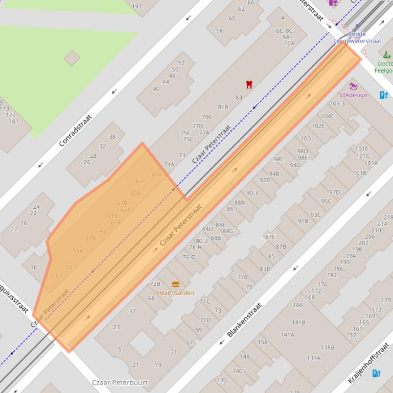 Kaart van postcodegebied 1018PB.