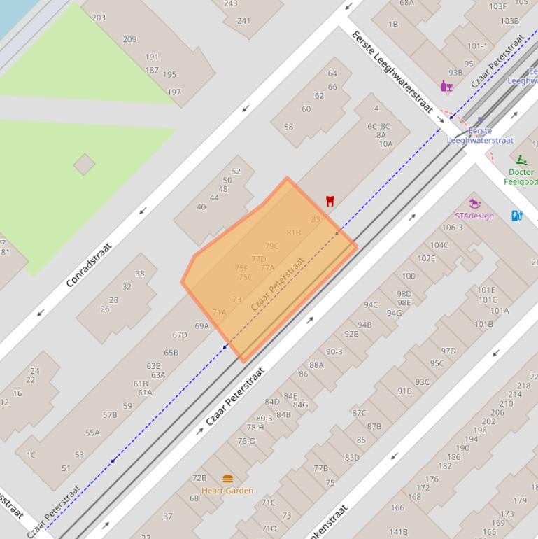 Kaart van postcodegebied 1018PC.