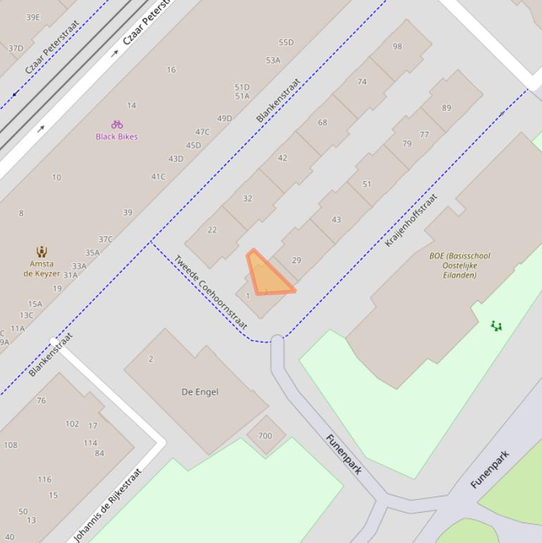 Kaart van postcodegebied 1018RE.