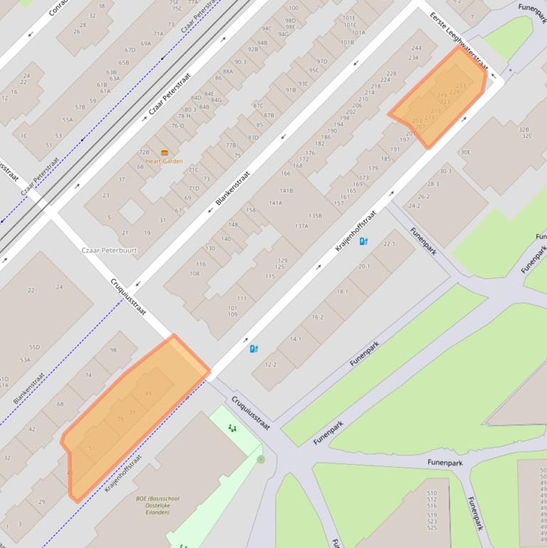 Kaart van postcodegebied 1018RJ.