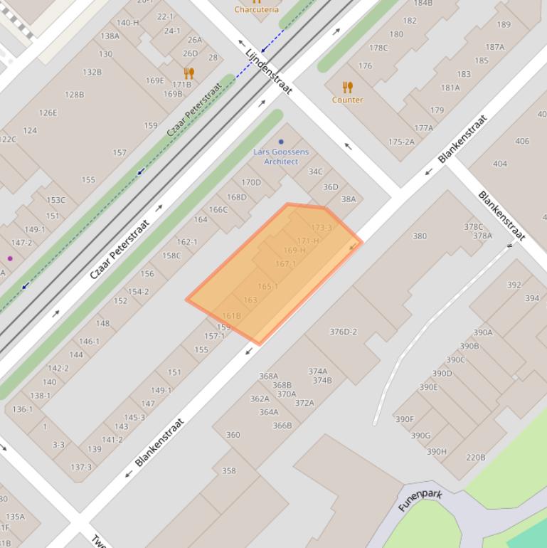 Kaart van postcodegebied 1018RX.