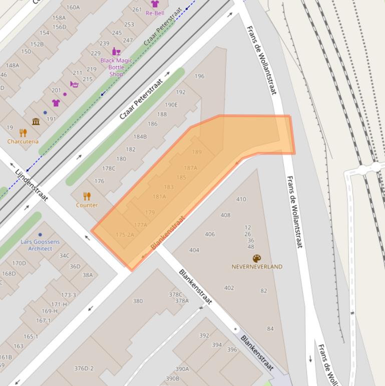 Kaart van postcodegebied 1018RZ.