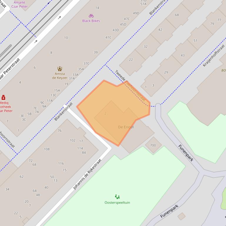 Kaart van postcodegebied 1018SB.