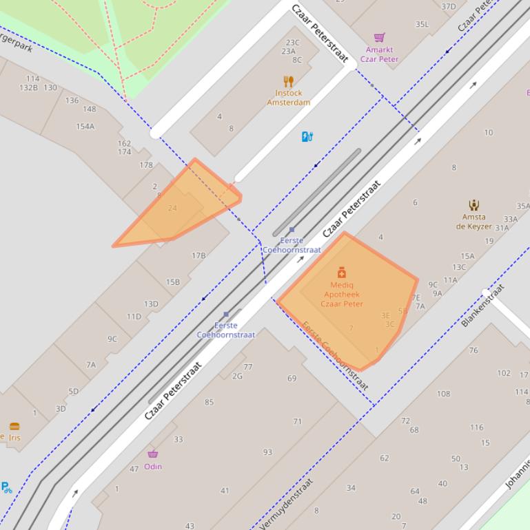 Kaart van postcodegebied 1018SN.