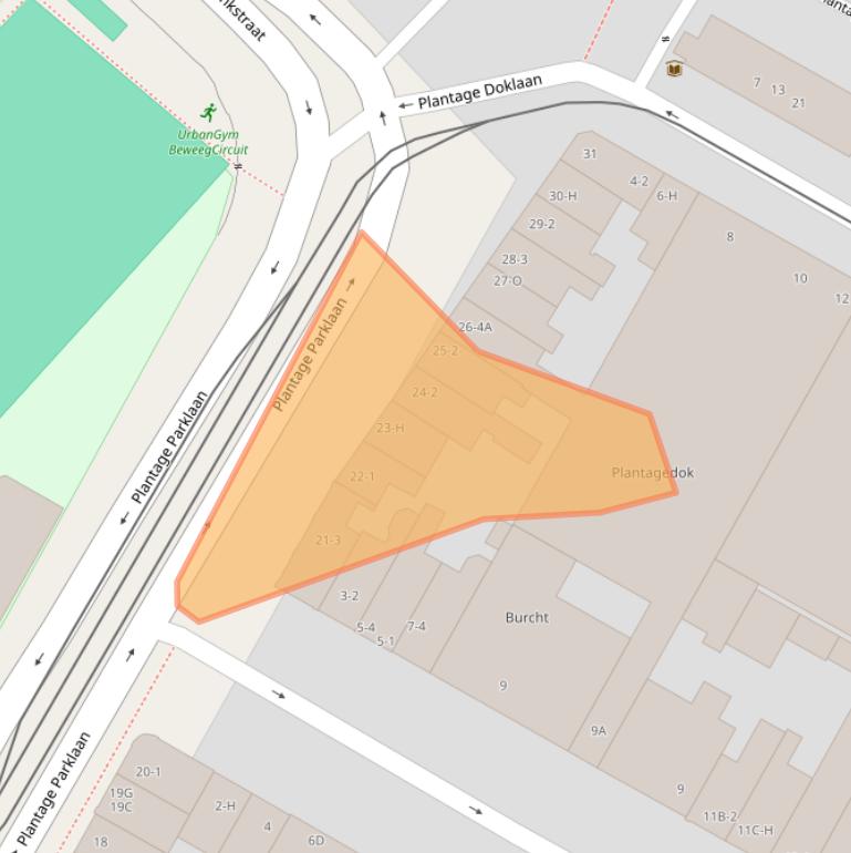 Kaart van postcodegebied 1018SV.