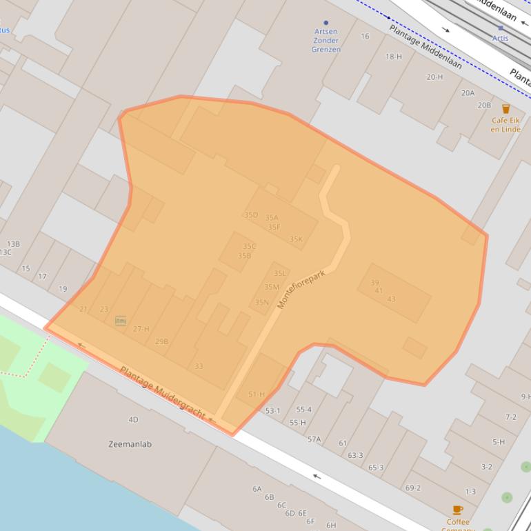 Kaart van postcodegebied 1018TL.