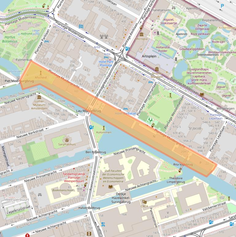 Kaart van postcodegebied 1018TV.