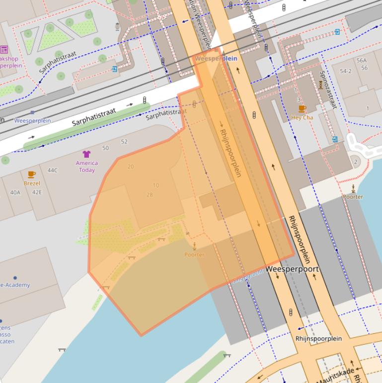 Kaart van postcodegebied 1018TX.