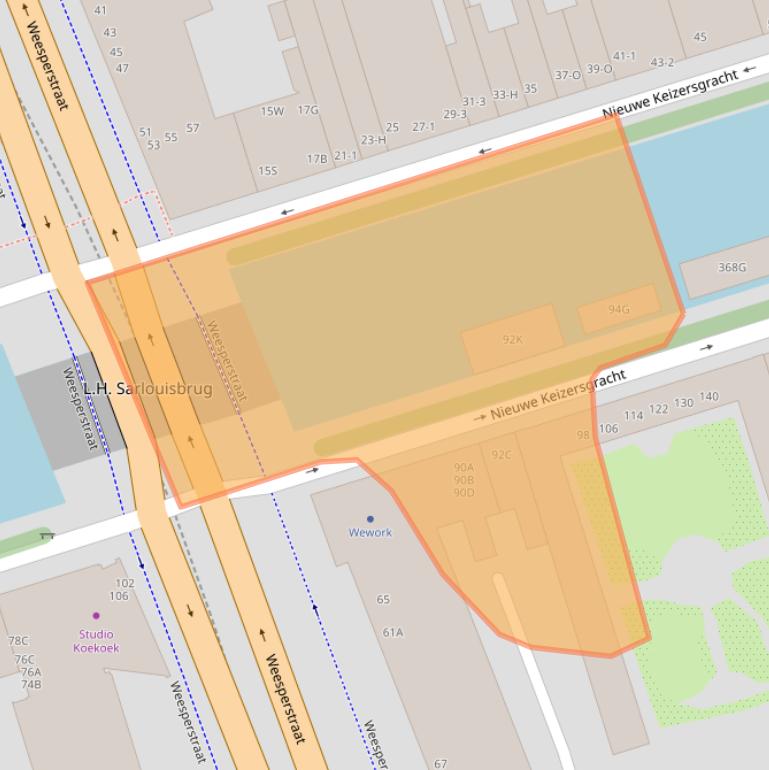 Kaart van postcodegebied 1018VE.