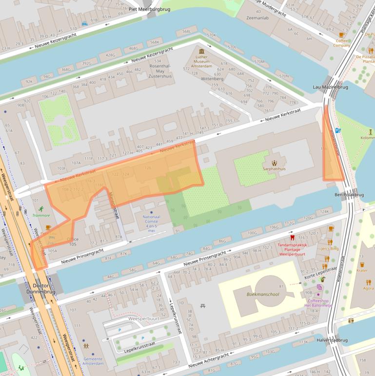 Kaart van postcodegebied 1018VM.